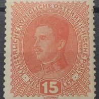 1917,109-year-old Austro-Hungary Monarchy stamp, Mi AT 221x (Emperor Karl I), MNH
