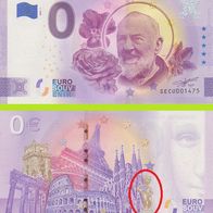 0 Euro Schein San Pio da Pietrelcina SECU 2020-1 selten Nr 1476