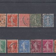 Briefmarken Frankreich 1900 - 1902 Säerin 12 Marken