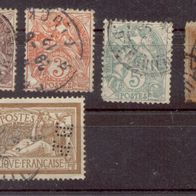 Briefmarken Frankreich 1900/1902 - 6 Marken