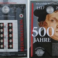 2017, BRD, Numisblatt: 500 Jahre Reformation+ 20-Euro-Silbermünze (0,53 oz Silber)