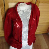C&A Kuschel Strickjacke rot HäkelborteS M passend
