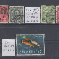 Briefmarken Luxemburg, Montenegro, San Marino,