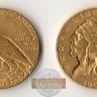 USA Amerika Goldmünze 8,36 g. Half Eagle Indian Head 5 Dollars 1908 Liberty