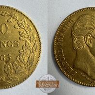 Belgien Goldmünze 6,45 g. 20 Francs 1865 Leopold I. (1831-1865) K.M. 23