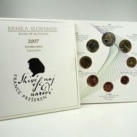 Slowenien KMS 2007 Stgl. 8 Münzen im Original Folder
