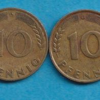 10 Pfennig 1949 D, F, G, J. kompl. Bank Deutscher Länder