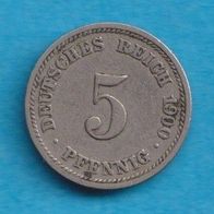 Kaiserreich 5 Pfennig 1900 D