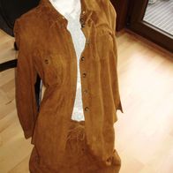 Hauber Rock + Jacke Echt Ziegenleder Gr 38 NEU