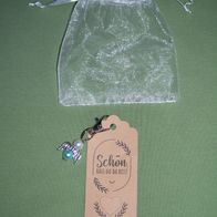 Schlüsselanhänger Handyschmuck Taschenanhänger Schutzengel Perle Türkis Weiß Geschenk