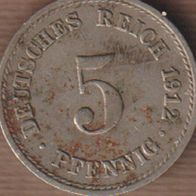 1912 Deutsches Reich 5 Pfennig sehr schön (ss)
