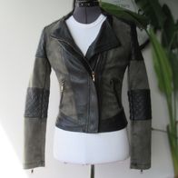 Damen Biker Jacke Gr. S schwarz grün grau Leder Jeans Kunstleder Motorrad Imitat