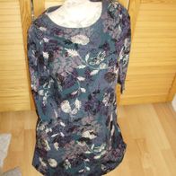 White Stuff Kleid 7/8 Ärmel grün blau bunt 100% Baumwolle Gr 12 = S/M