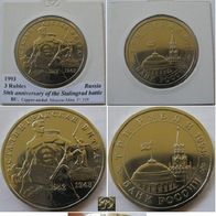1993, Russia, 3 rubles, 50th Anniversary of the Stalingrad battle, BU