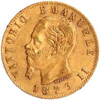 Italien Goldmünze 6,45 g., 20 Lire 1873 König Vittorio Emanuele II. (1861-1878)