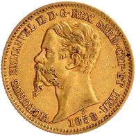 Italien-Sardinien Goldmünze 6,45 g., 20 Lire 1858 P, Victor Emanuel II. (1849-1878)