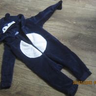 Strampler größe 74 Kuschelanzug dunkelblau mit Kapuze