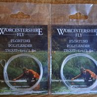 Neu! 2 Fliegenvorfach Shakespeare Worcestershire Polyleader Trout 180cm Vorfach