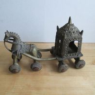 Hindu Bronze / Messing Pferd mit Wagen ca.50iger Jahre *