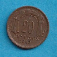 Chile 20 Centavos 1943