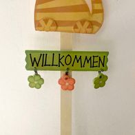 Gartenstecker Holzfigur Katze Ostern Gartendeko Beetstecker, ca. 57 cm