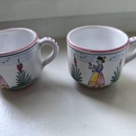 2 kleine Expresso Tassen handgetöpfert handbemalt Espresso