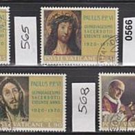 Vatikanstaat Mi. Nr.564 + 565 + 566 + 567 + 568 Priesterjubiläum Papst Paul VI. o <