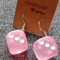 Modeschmuck Würfel Ohrringe / Rosa