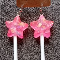 Modeschmuck Stern Lolie Ohrringe / Rosa