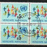 Vereinte Nationen (UNO) Wien Mi. Nr. 4 Viererblock "Vogelzug" o <