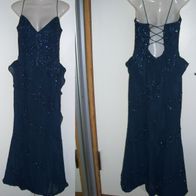 Jasz Couture Ballkleid Abendkleid Blau Volant Perlen Gr. 40 Rücken Schnürung