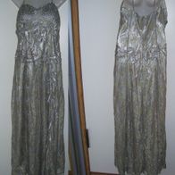 Nox Narianna Ballkleid Abendkleid Silber Gold Pailletten Straß Satin Spitze Gr. L