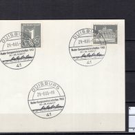 BRD / Bund 1965 Sonderstempel Ruder-EM Postkarte mit Berlin MiNr. 140 Duisburg
