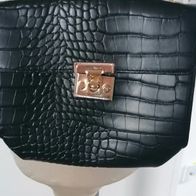 Schultertasche mit Kette schwarz Kroko-Optik *