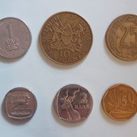 6 verschiedene Münzen aus Afrika, gebraucht