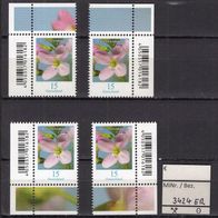 BRD / Bund 2018 Freimarke: Blumen (XLVIII) MiNr. 3424 alle 4 Eckränder postfrisch