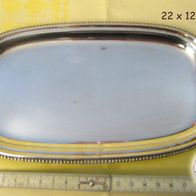 schöne alte Servierschale - versilberte Tablettschale mit Perlrand