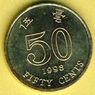 Hong Kong 50 Cents 1998 Top