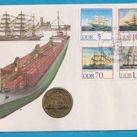 DDR 5 Mark 1988 Überseehafen Rosttock Numisbrief Münze vorzüglich Top