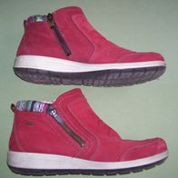 Ara Stiefellette Rot Gr. 41 Zipper Gore-Tex Wildleder Weinrot Bunter Rand