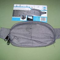 Diebstahlschutz Bauchtasche Bauchgürteltasche 2 Zipperfächer Grau RFID Fach