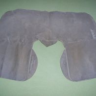 Nackenkissen aufblasbar grau 70er Jahre Kunststoff-Velour Reisekissen Kissen