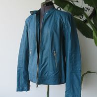 Damen Bikerjacke Gr. L petrol blau grün Jacke Lederimitat Kunstleder Leder Kurz