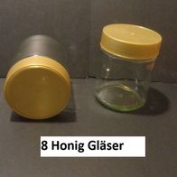Honig Gläser je 500 g Inhalt 8 x vorhanden