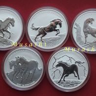 5 x 1 Oz Australian Brumby 1 Oz 2020 - 2024 Perth Mint 1 AUD st