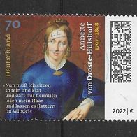 A72) BRD/ Bund 2022 Droste-Hülshoff Mi. Nr. 3658 gestempelt