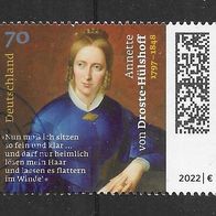 A73) BRD/ Bund 2022 Droste-Hülshoff Mi. Nr. 3658 gestempelt