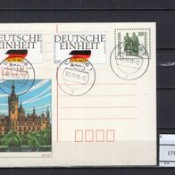 DDR 1990 Ganzsache P 109 / 03 mit BRD MiNr. 1477 - 1478 gestempelt Coswig