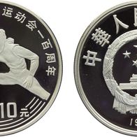 China Silbermünze PP/Proof 27 g. Fechten Olympiade 10 Yuan 1993