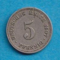 Kaiserreich 5 Pfennig 1907 D